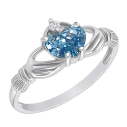 Zlatý claddagh prsten s topazem a diamantem Norie