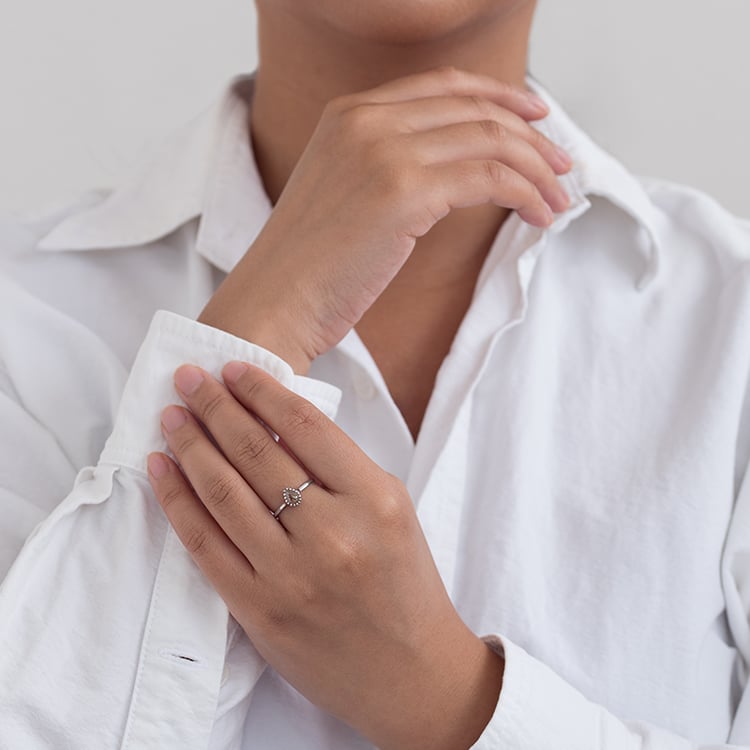 Zlatý prsten s pear salt and pepper diamantem Ryley 127876