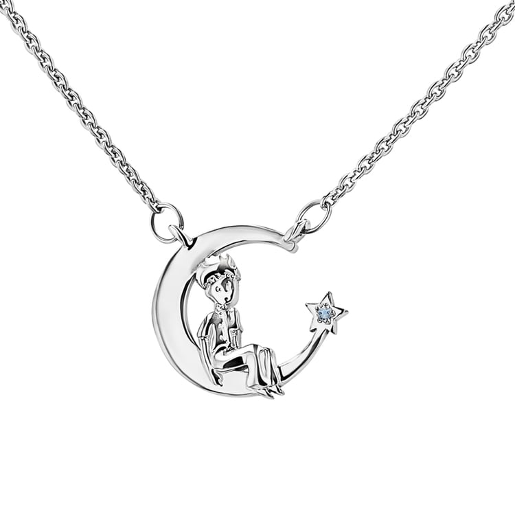 Náhrdelník ve tvaru měsíčku s výběrem drahokamu Malý princ 148491