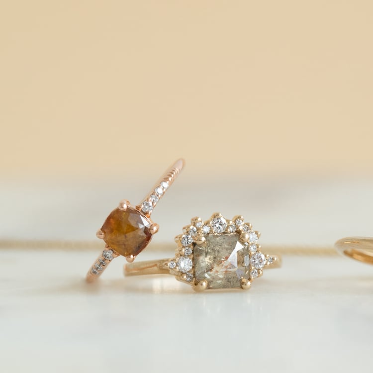 Prsten se salt and pepper diamantem a lab-grown diamanty Korey 124795