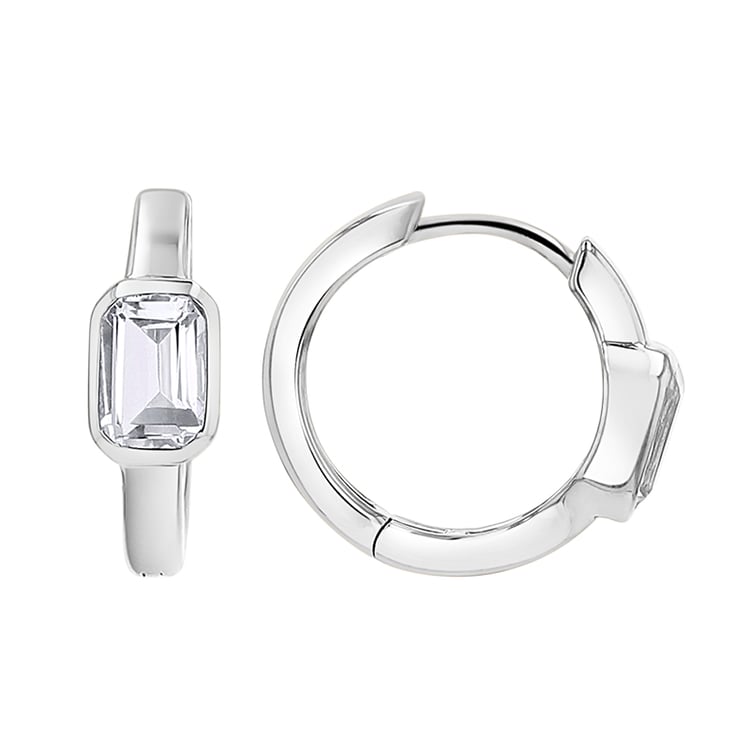 Stříbrné pozlacené kruhové náušnice s bílými topazy Tinsley 152467