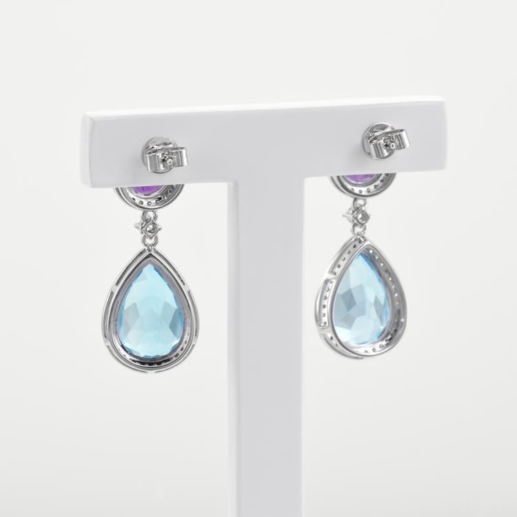 Diamantové náušnice s topazy a ametysty 47956