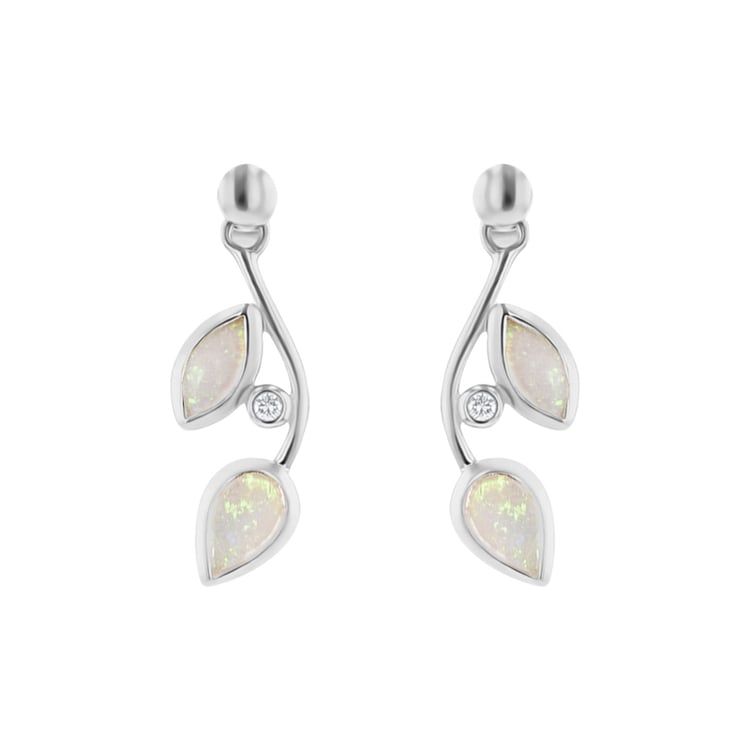 Opálové náušnice ve tvaru lístků s diamanty Corbett 111439