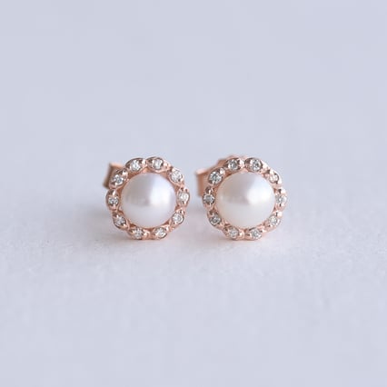 Zlatá perlová kolekce náušnic a náhrdelníku s diamanty Kamila