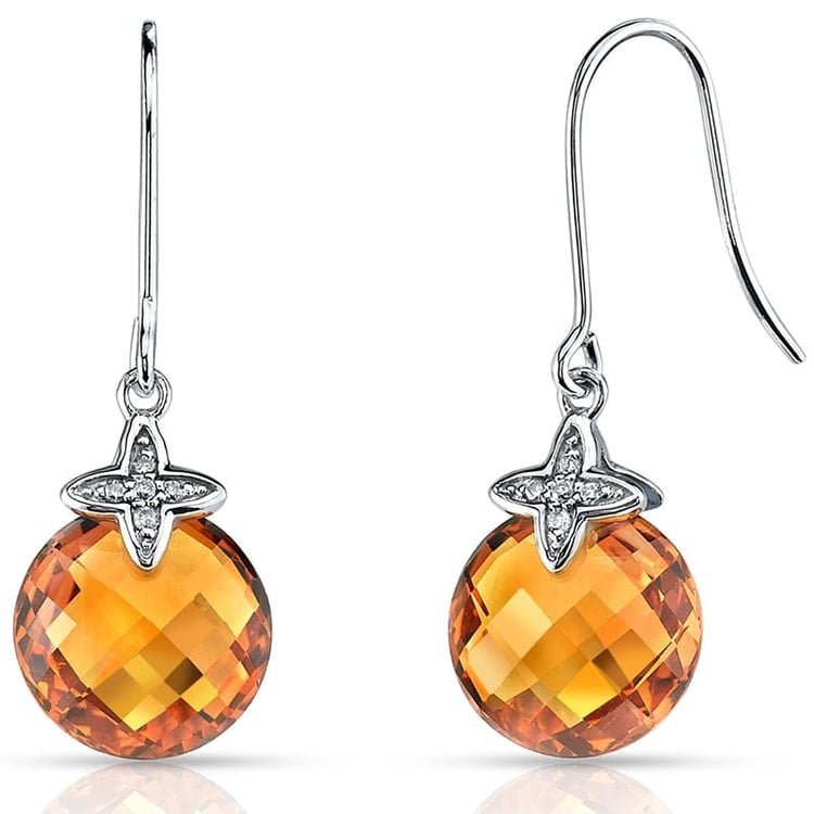 Zlaté náušnice s citríny a diamanty 28447