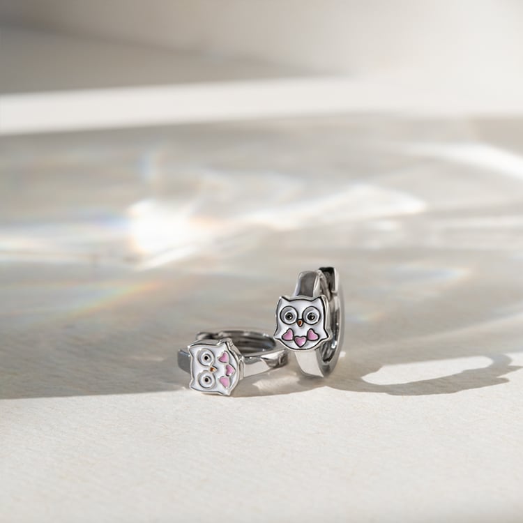 Stříbrné dětské náušnice se sovičkami 140334