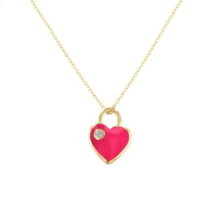 Růžový keramický přívěsek ve tvaru srdce s diamantem Dafni 128714