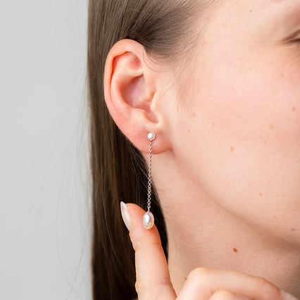 Visací perlové náušnice 2v1 Demery