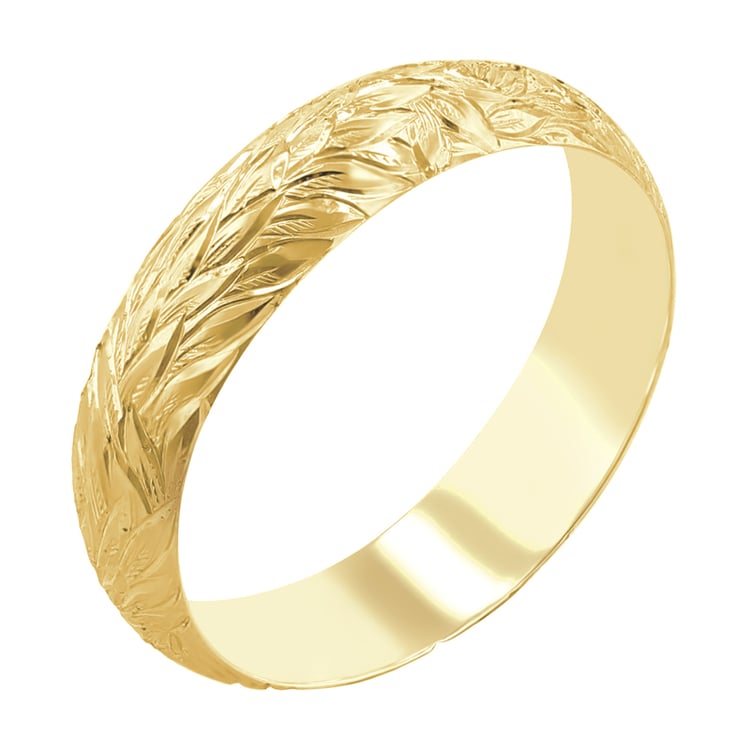 Snubní prsteny s ruční rytinou listů Mylie 116883