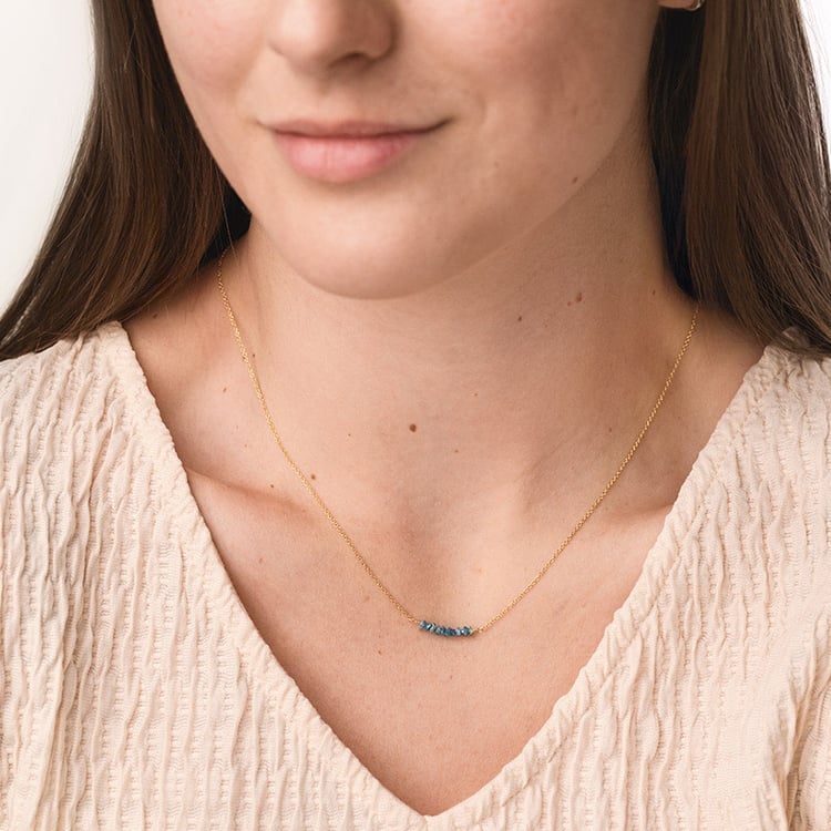 Zlatý choker s nebroušenými modrými diamanty Inaku 155199