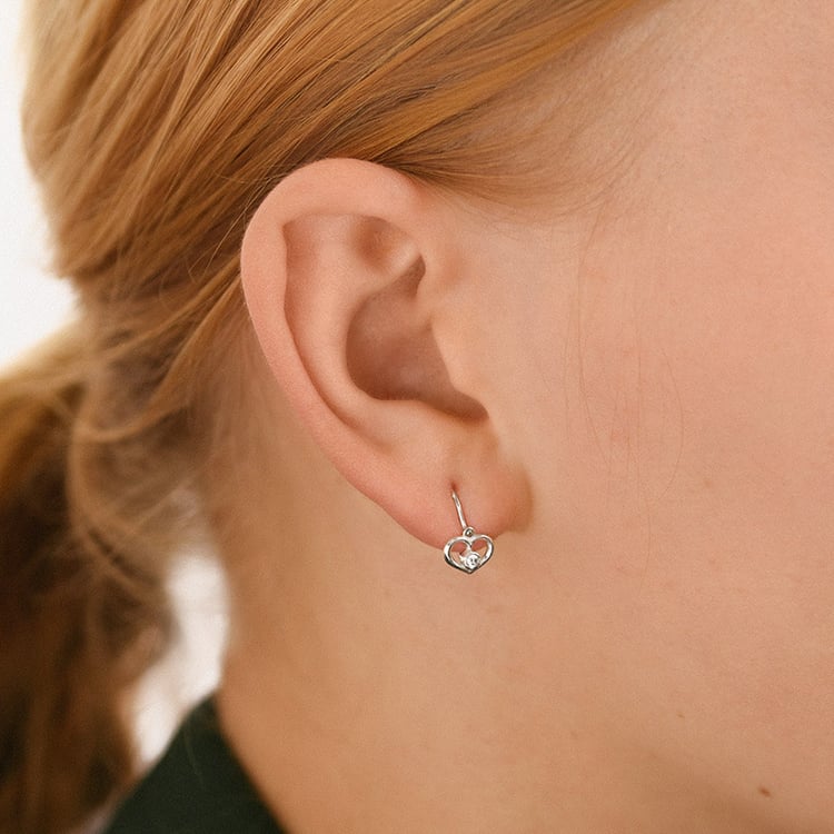 Zlaté dětské náušnice srdíčka s lab-grown diamanty Ariel 153192