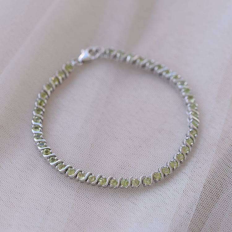 Olivínový stříbrný náramek 62137