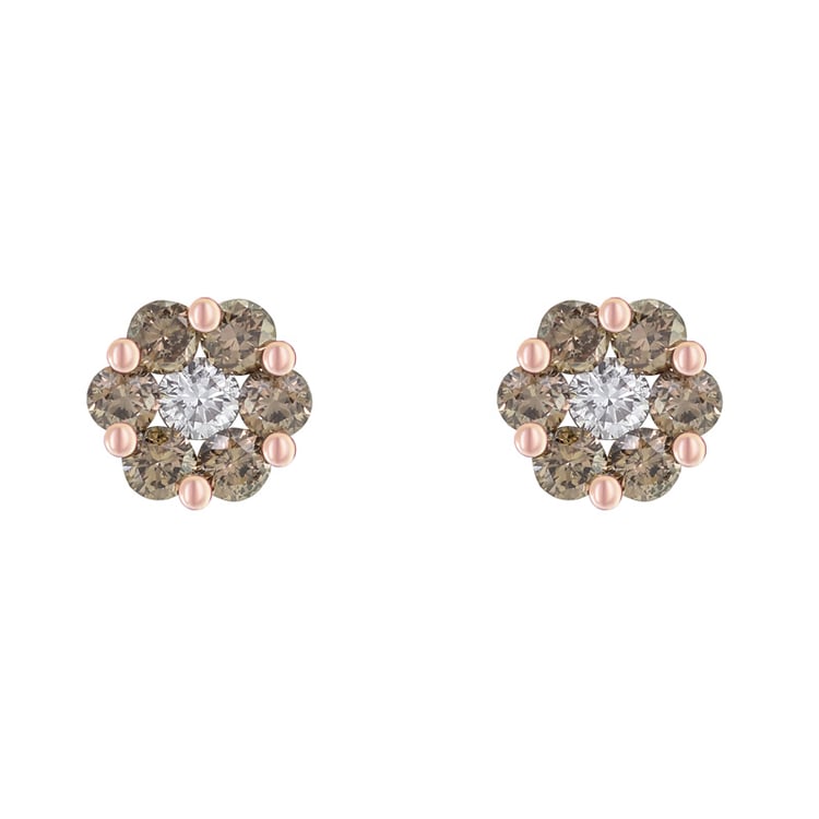 Zlaté diamantové náušnice ve tvaru květinek Oakley