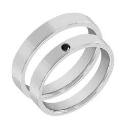 Platinové snubní prsteny s černým diamantem Bren