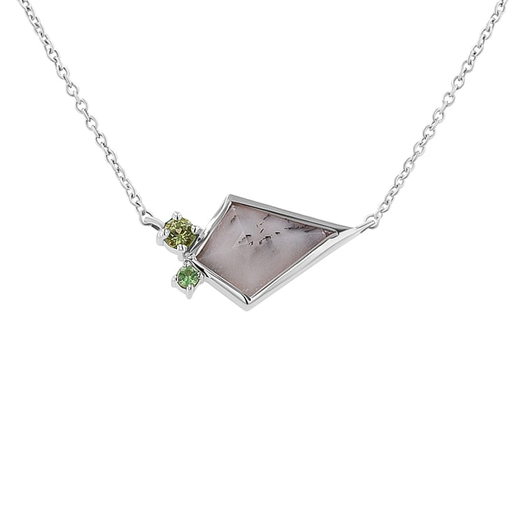 Náhrdelník s dendritickým opálem, olivínem a tsavorit granátem Milly 135355