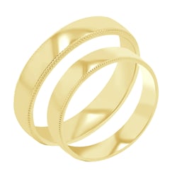 Zlaté snubní prsteny se zdobenými okraji Rayan