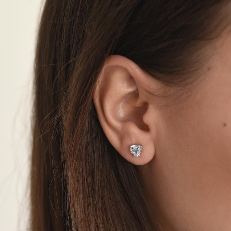 Zlaté náušnice se srdíčkovými akvamaríny 52915