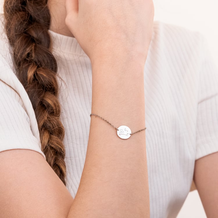 Zlatý náramek Malý princ s liškou a gravírem 122295