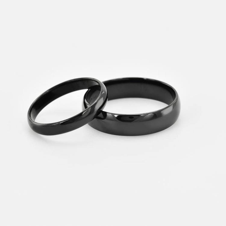 Zlaté komfortní snubní prsteny s černým rutheniem 40790