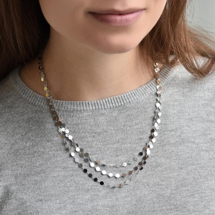 Trojitý stříbrný náhrdelník Soleil 43199