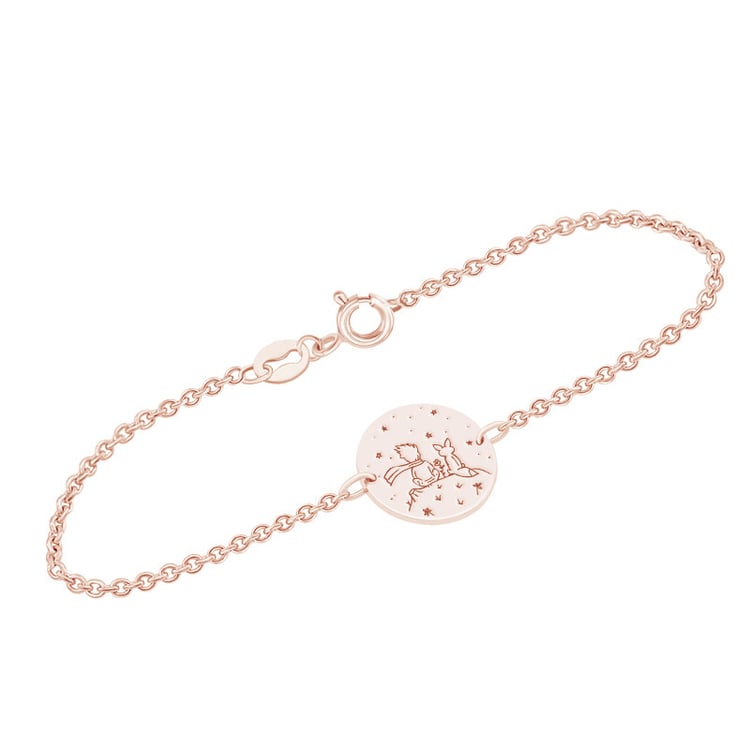 Náramek Malý princ s liškou a gravírem ze zlata 117525