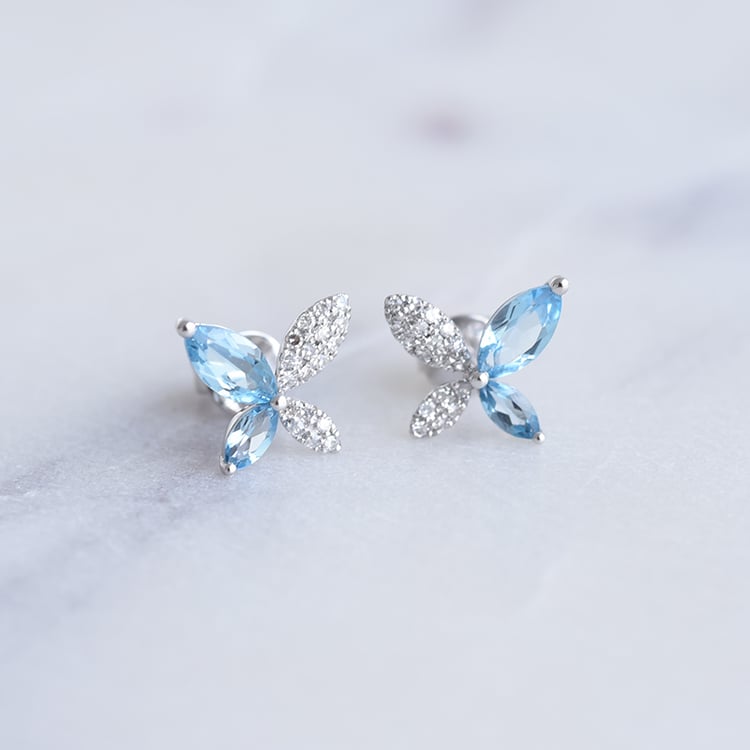 Jemné náušnice s topazy a diamanty 86928