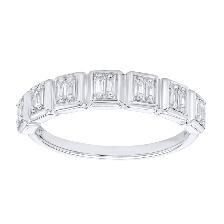 Half-eternity prsten ze zlata s lab-grown baguette diamanty Faheem