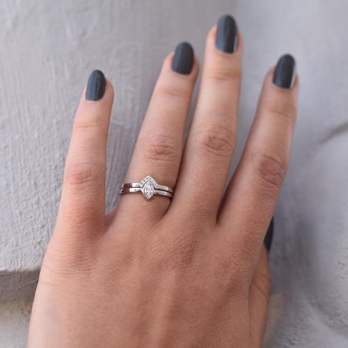 Zlatý zásnubní set prstenů s marquise certifikovaným diamantem Eliwa