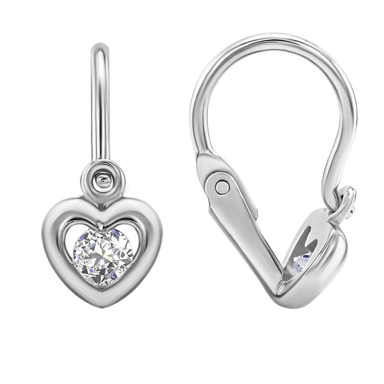 Zlaté dětské náušnice srdíčka s diamanty 145064