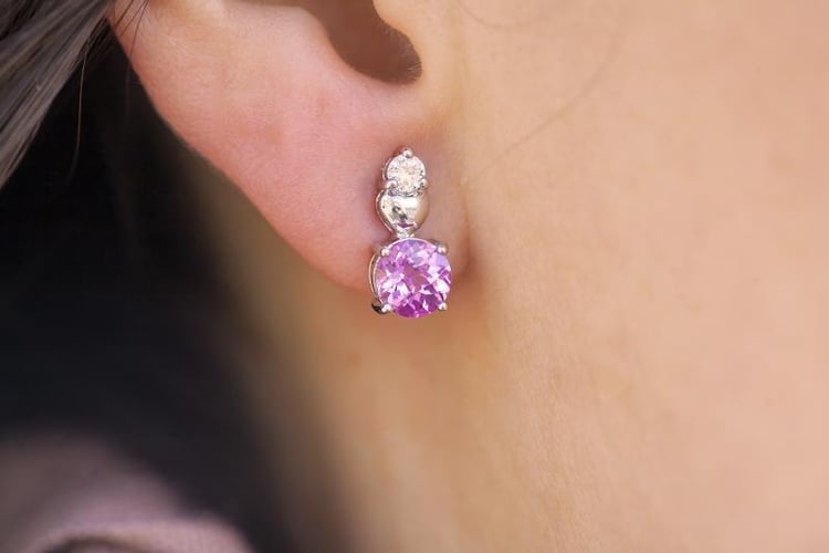 Náušnice s růžovými safíry 4560