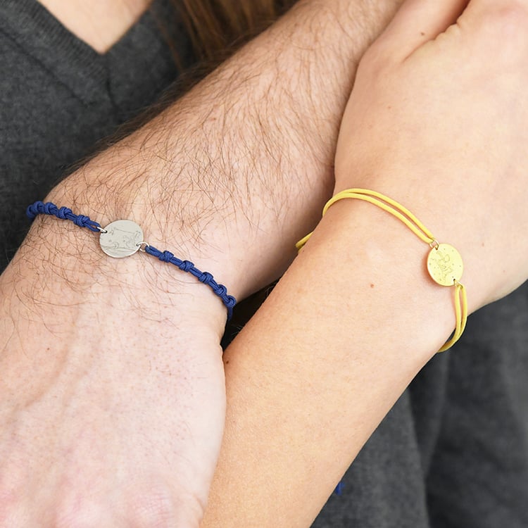 Stříbrný provázkový náramek Malý princ s liškou a gravírem 116019