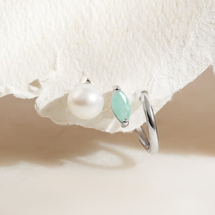 Minimalistické stříbrné náušnice se smaragdy 158417