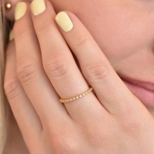 Minimalistický kuličkový prsten s diamanty Dante