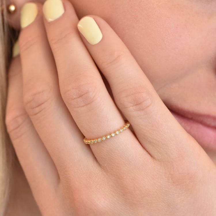 Minimalistický kuličkový prsten s diamanty Dante 106043