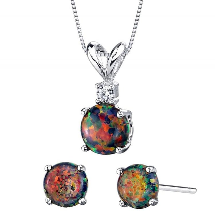 Kolekce ze zlata s okrouhlými opály 25332