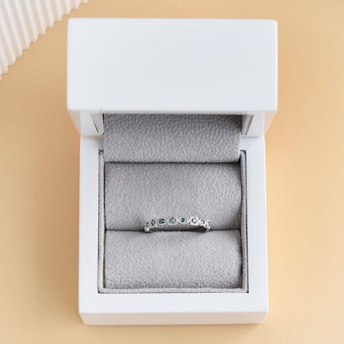 Zlatý eternity prsten s modrými diamanty Sanel