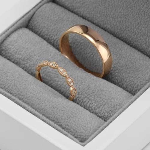 Dámský vintage prsten s diamanty a pánský komfortní prsten Talita