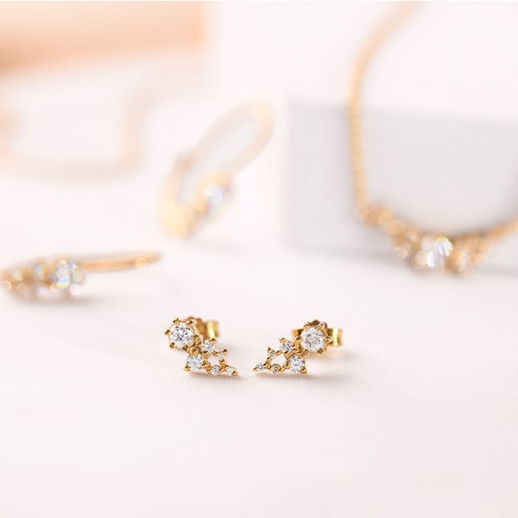 Cluster náušnice s moissanity Ellie 153493