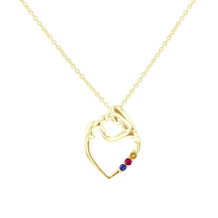 Stříbrný přívěsek matka a dítě s drahokamy dle vašeho výběru Eisa