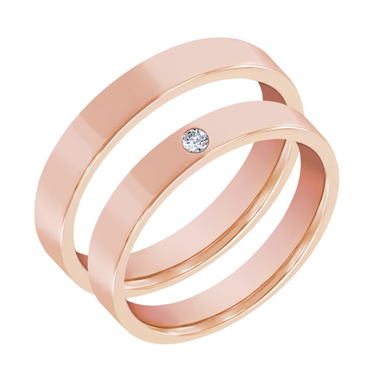 Zlaté snubní prsteny s diamantem Bren 20007