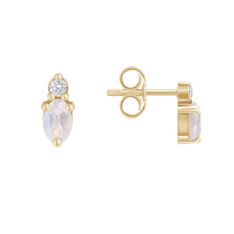 Cluster náušnice s měsíčními kameny a diamanty ze zlata 89691