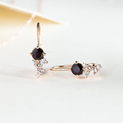 Cluster náušnice s českými granáty, morganity a moissanity Olga