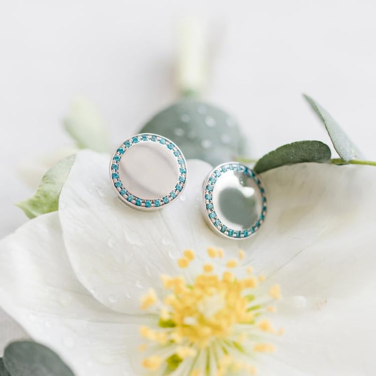 Stříbrné manžetové knoflíky s diamanty 9007