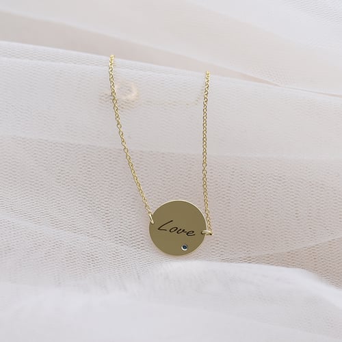 Zlatý náramek s modrým diamantem a gravírem dle vaší volby Shalek