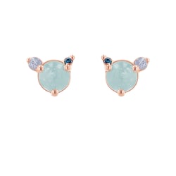 Náušnice s akvamarínem, měsíčním kamenem a modrým diamantem Turgay