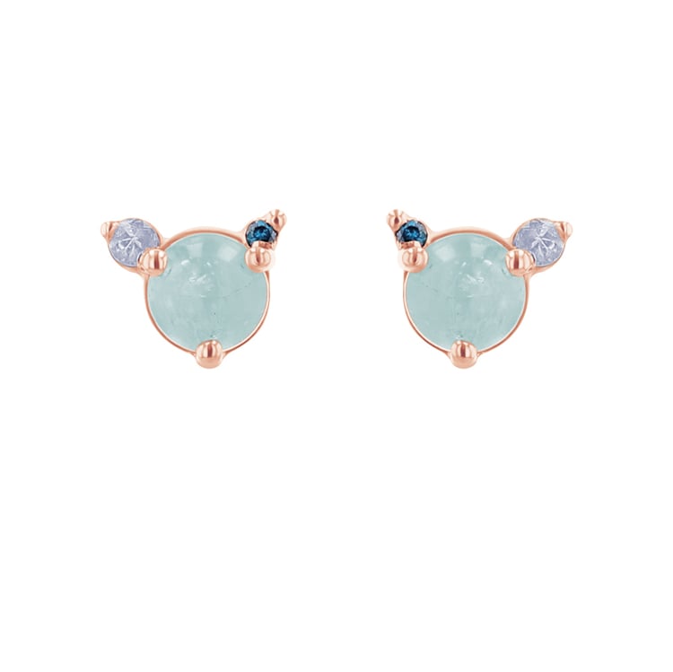 Náušnice s akvamarínem, měsíčním kamenem a modrým diamantem Turgay 119743