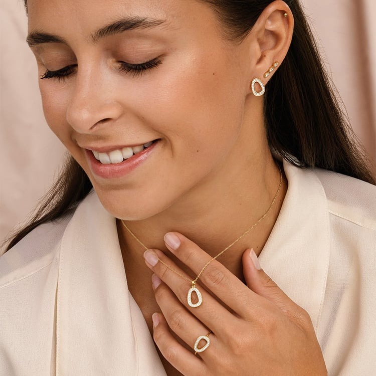 Zlatý přívěsek s lab-grown diamantmi Evie 163607