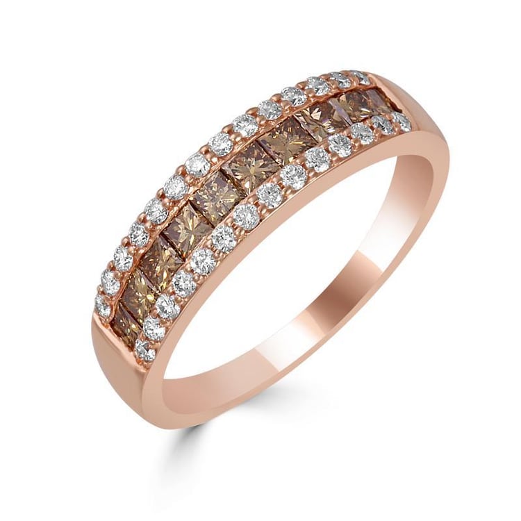 Zlatý prsten vykládaný bílými a hnědými diamanty Shelby