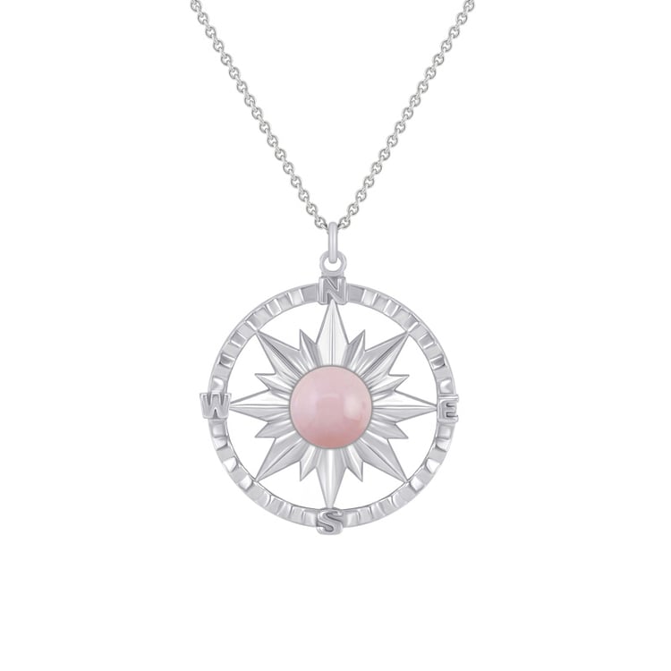 Zlatý náhrdelník kompas s růžovým opálem Escobar