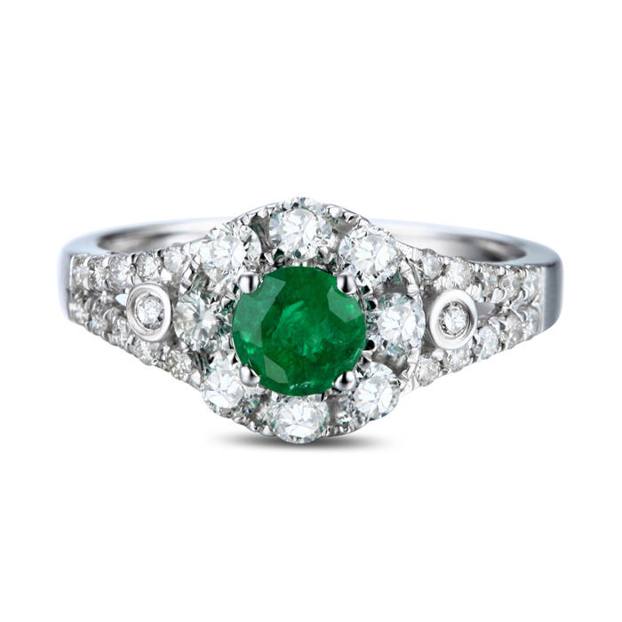 Zlatý prsten se smaragdem a diamanty 3639